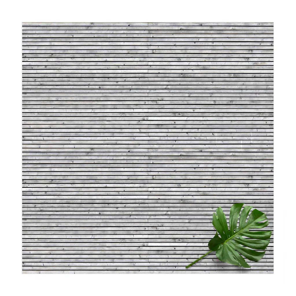 Vinyl-Teppich - Holzwand mit schmalen Leisten schwarz weiß - Quadrat 1:1, Größe HxB:100 × 100 cm, Material:Vinyl